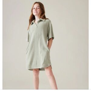 New-Athleta girl-S-Fern Green-jump in Terry cloth robe dress/swimsuit cover-up.